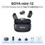 BOYA Mini 12 For ( Andriod Type C and I phone IOS ) Dual Wireless Microphone With Charging Case