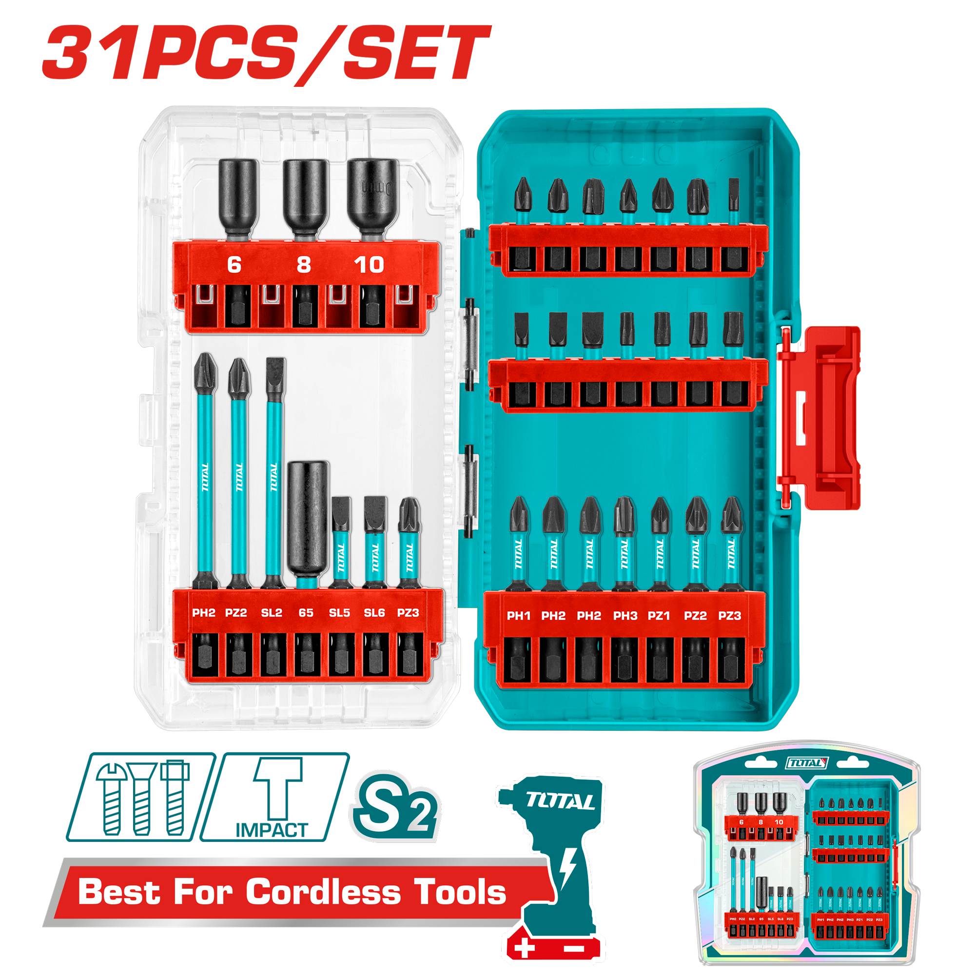 pic 17 Total 31 Pcs Impact Screwdriver Bits Set - Image 1